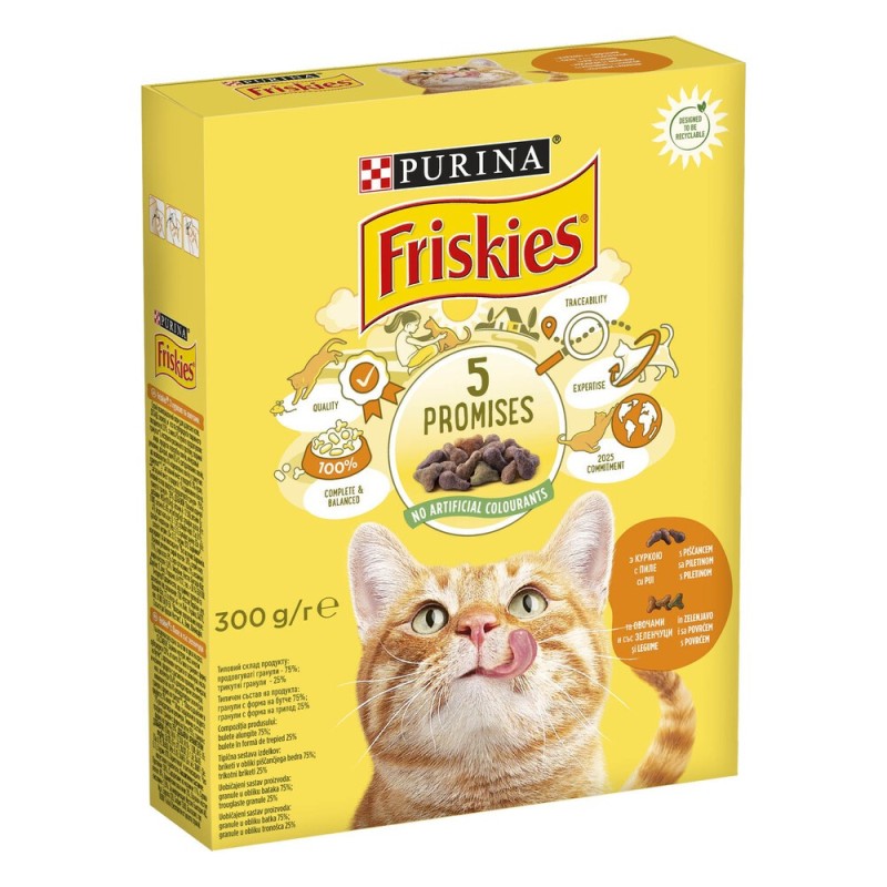 Friskies Сухий корм для дорослих кішок з куркою та овочами