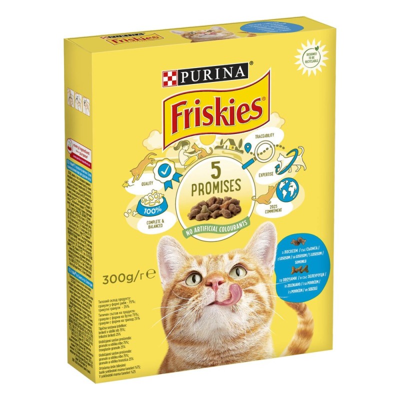Friskies Сухий корм для дорослих кішок з лососем та овочами
