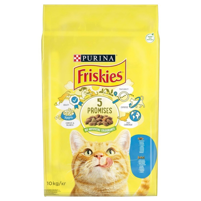 Friskies Сухий корм для дорослих кішок з лососем та овочами