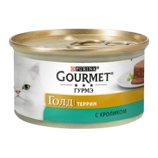 Gourmet Gold Консервы для взрослых кошек с кроликом кусочки в паштете