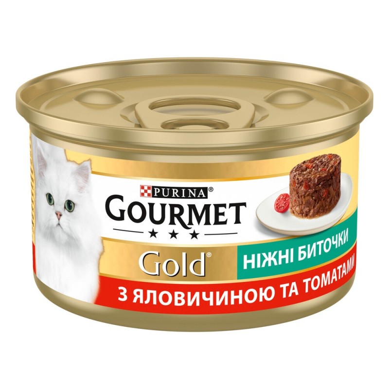 Gourmet Gold Консервы для взрослых кошек нежные биточки с говядиной и томатами