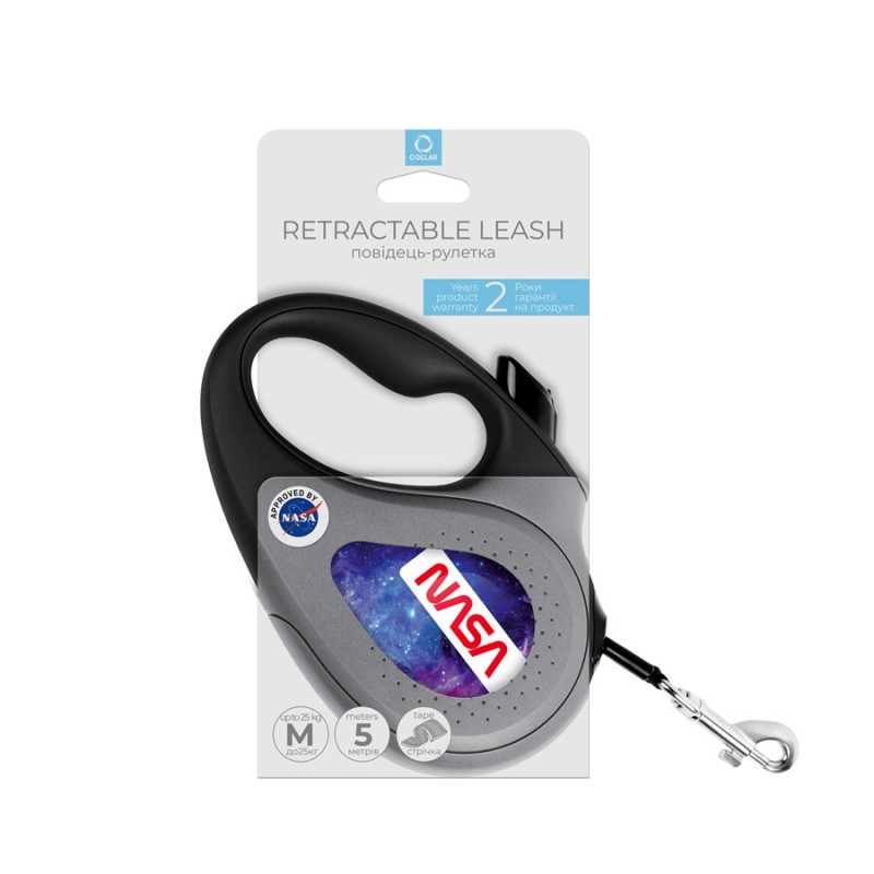 Collar WAUDOG Roulette Leash Поводок-рулетка для собак с рисунком NASA21