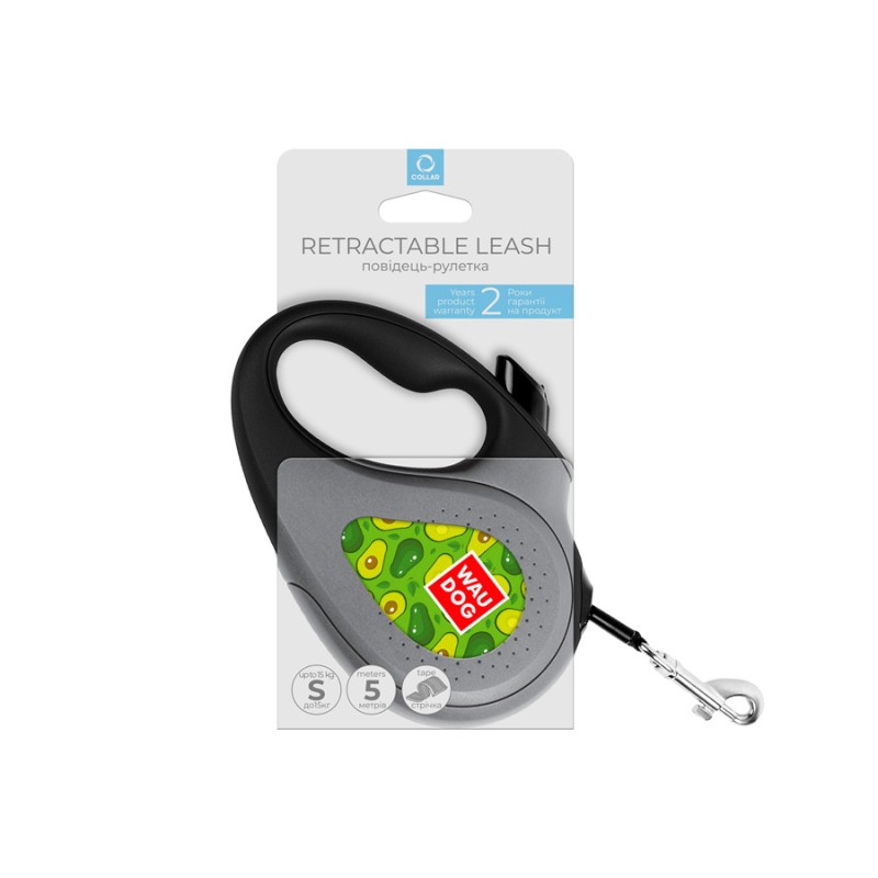 Collar WAUDOG Roulette Leash Повідець-рулетка для собак з малюнком Авокадо