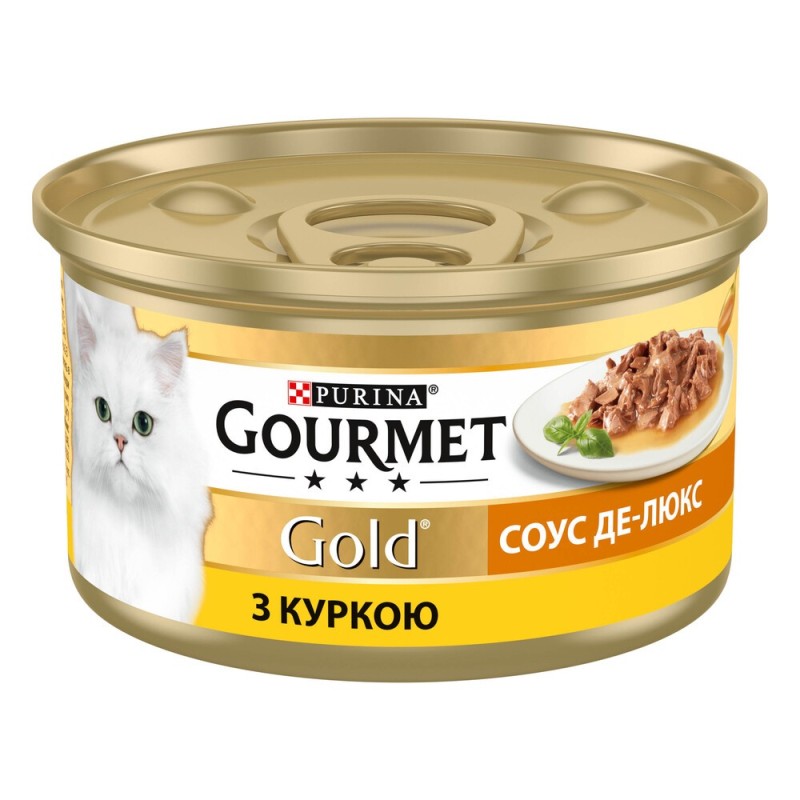 Gourmet Gold Соус Де-Люкс Консервы для взрослых кошек с курицей кусочки в соусе