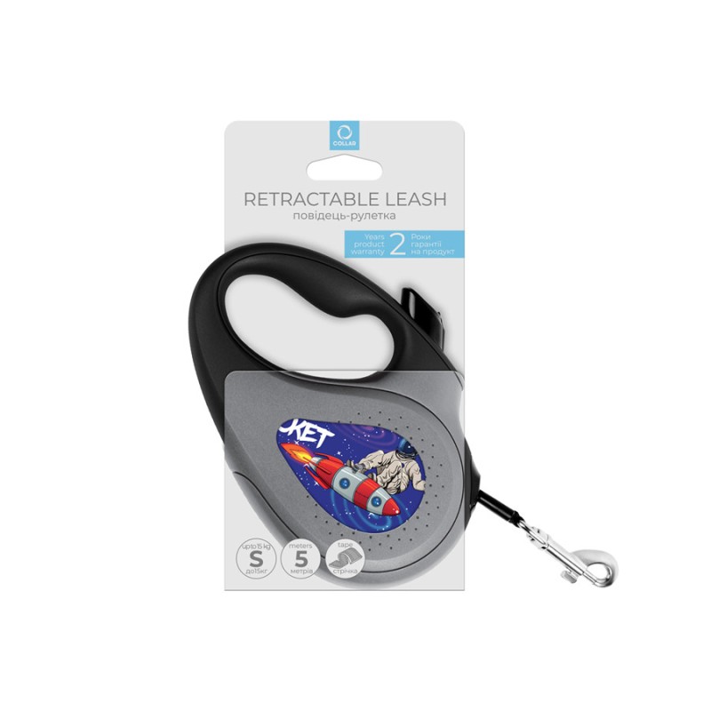 Collar WAUDOG Roulette Leash Поводок-рулетка для собак с рисунком Космос Ракета