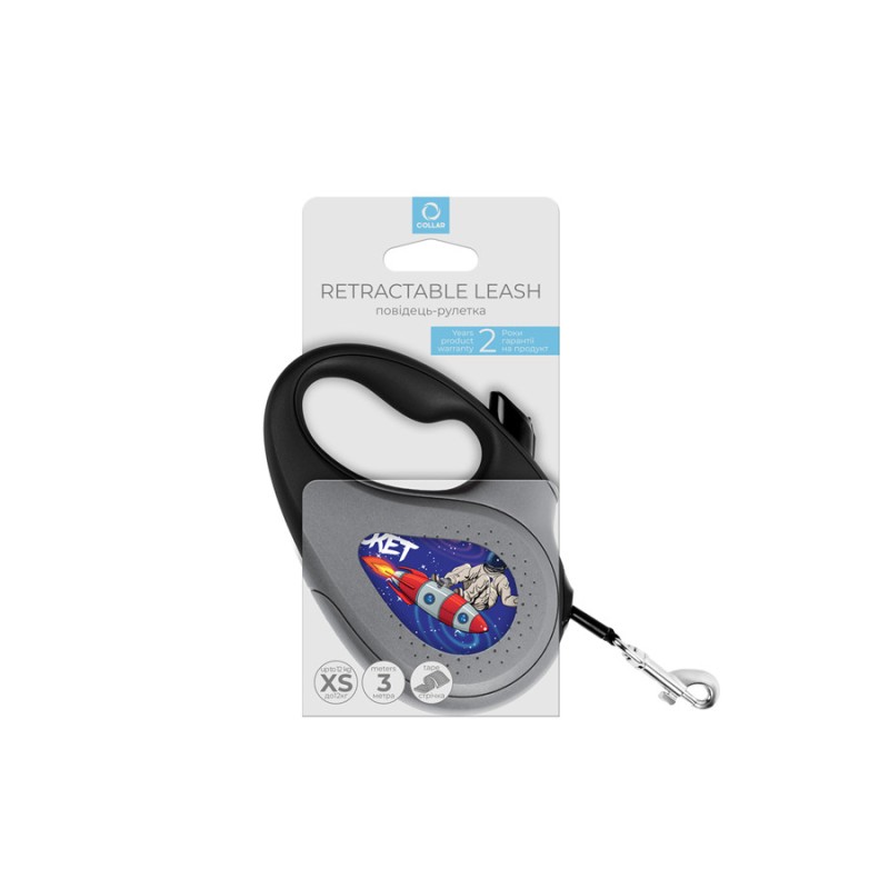 Collar WAUDOG Roulette Leash Поводок-рулетка для собак с рисунком Космос Ракета