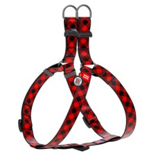 Collar Waudog Nylon Шлея для собак нейлонова з QR паспортом пластикова пряжка-фастекс Шотландка червона