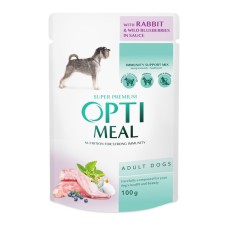 Optimeal Adult Dog Rabbit and Wild Blueberries Консервы для взрослых собак с кроликом и черникой в соусе