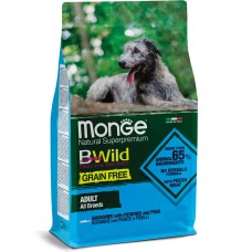 Monge Bwild Grain Free Adult Dog Anchovie Беззерновой сухой корм для взрослых собак всех пород с анчоусом