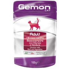 Gemon Adult Cat Консервы для взрослых кошек с говядиной и овощами в желе