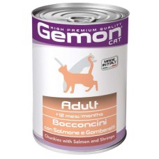Gemon Adult Cat Консервы для взрослых кошек с лососем и креветками в желе