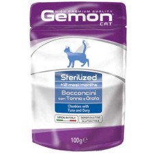 Gemon Adult Sterilized Cat Консервы для взрослых стерилизованных котов с тунцом и рыбкой дори в желе