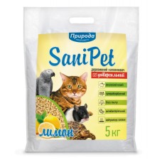 Sani Pet Древесный наполнитель универсальный для животных с ароматом лимона
