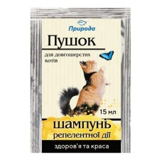 Природа Шампунь Пушок репеллентного действия от блох и клещей для длинношерстных кошек