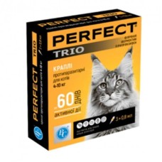 ВетСинтез PerFect Trio Капли на холку от блох клещей и глистов для котов от 4 до 10 кг 