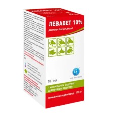 ВетСинтез Левавет 10% Раствор для инъекций от гельминтов для скота домашней птицы и собак