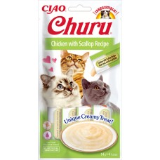 INABA Churu Жидкое лакомство для кошек сливочный мусс с курицей и гребешками
