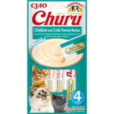 INABA Churu Жидкое лакомство для кошек сливочный мусс с курицей и крабом