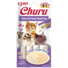 INABA Churu Жидкое лакомство для кошек сливочный мусс с курицей и креветками