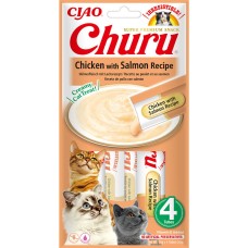 INABA Churu Жидкое лакомство для кошек сливочный мусс с курицей и лососем