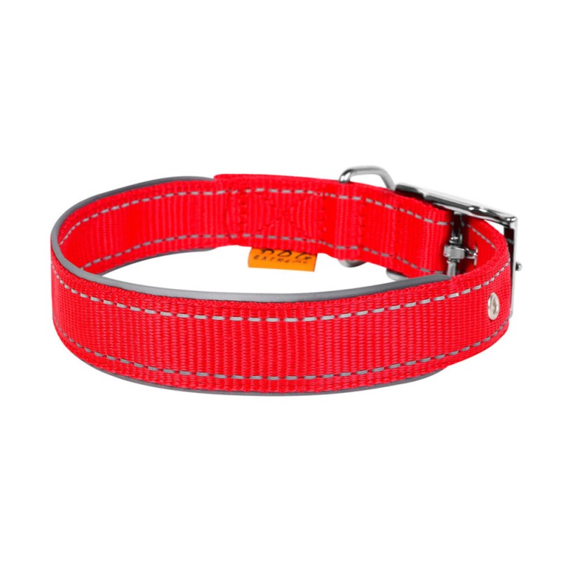 Collar Dog Extremе Ошейник для собак нейлоновый двойной со светоотражающей вставкой красный