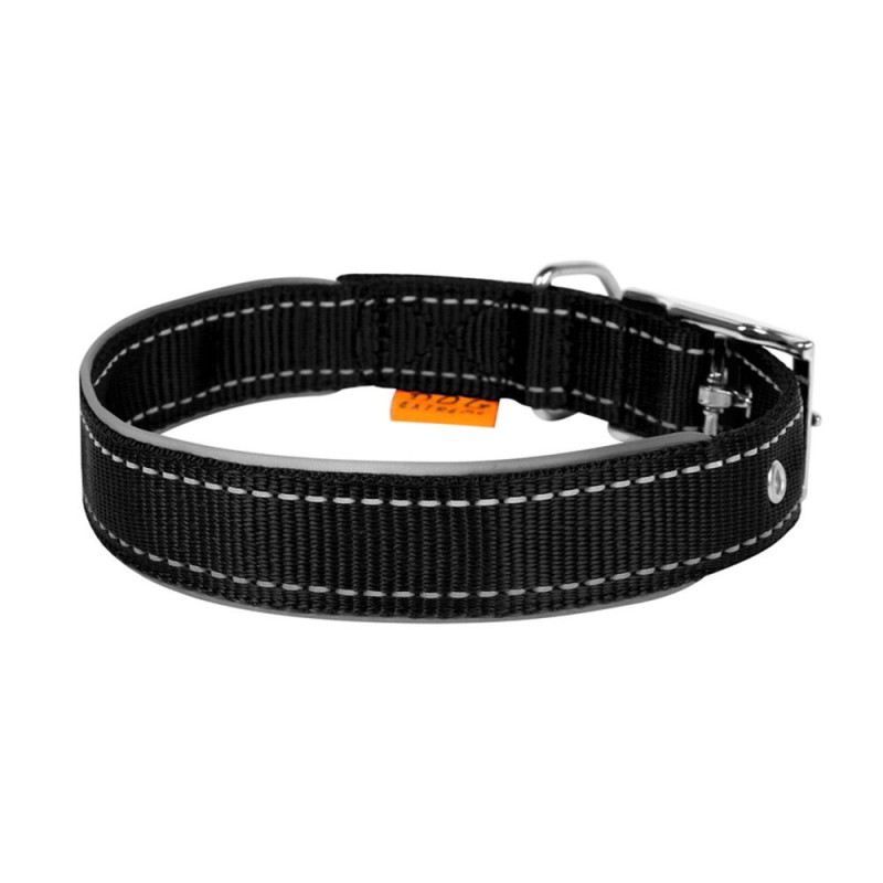 Collar Dog Extremе Ошейник для собак нейлоновый двойной со светоотражающей вставкой черный
