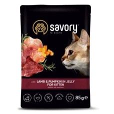 Savory Cat Kitten Pouch Lamb and Pumpkin Консервы для котят с ягненком и тыквой в желе