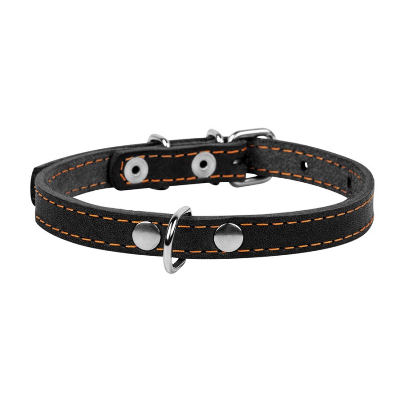 Collar Ошейник для собак кожаный одинарный черный