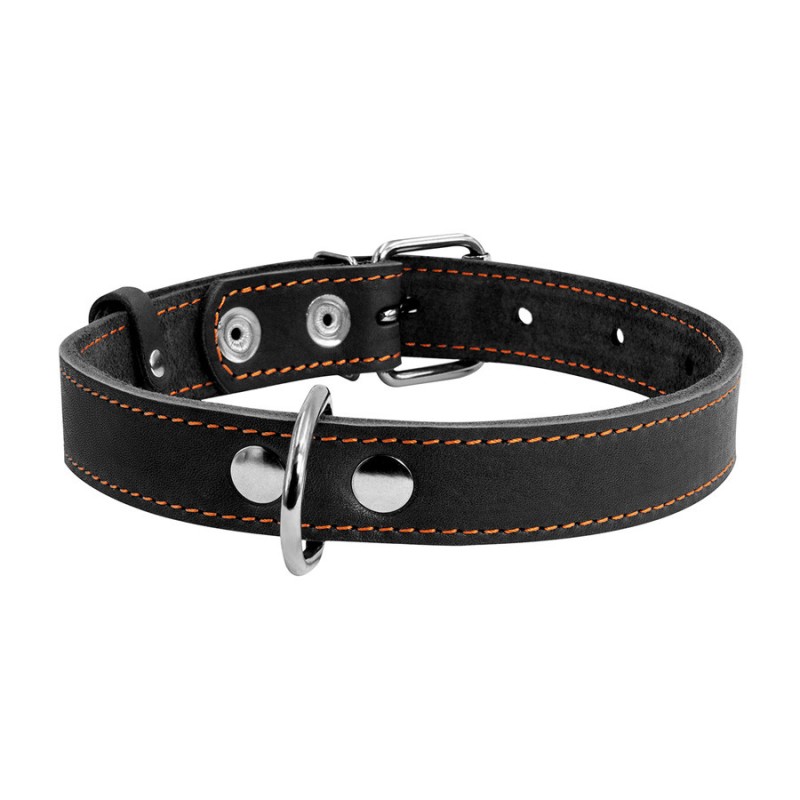 Collar Ошейник для средних и крупных собак кожаный одинарный черный