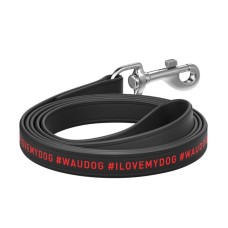 Collar Waudog Design Поводок для собак кожаный I Love My Dog черный