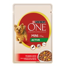 Purina One Mini Active Консервы для взрослых собак мелких пород с говядиной картофелем и морковью в соусе
