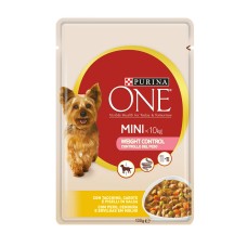 Purina One Mini Weight Control Консервы для взрослых собак мелких пород с индейкой морковью и горошком в соусе