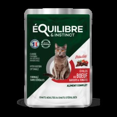 Equilibre & instinct Консервы для взрослых стерилизованных кошек кусочки в соусе с говядиной