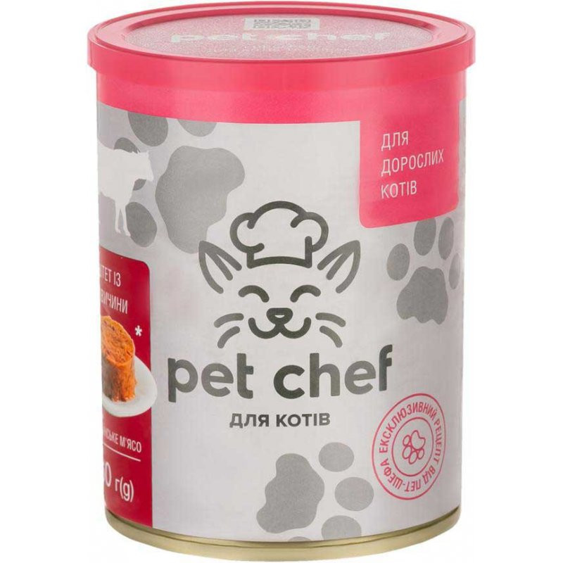 Pet Chef Консервы для кошек паштет с говядиной