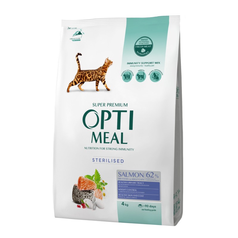 Optimeal Cat Adult Sterilised Salmon Сухой корм для взрослых стерилизованных кошек с лососем