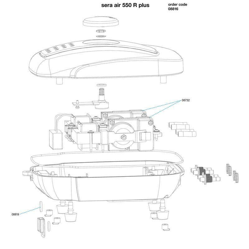 Sera Air Plus 550R Pump Воздушный компрессор для пресноводных и морских аквариумов объемом до 550 л
