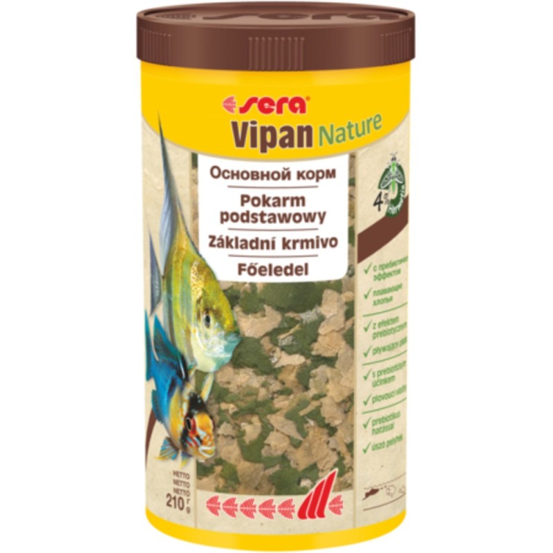 Sera Vipan Nature Корм в хлопьях для всех декоративных рыб питающихся на поверхности воды