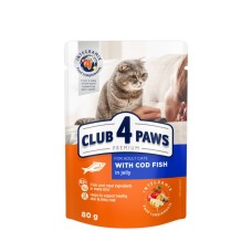 Club 4 Paws Premium Консервы для взрослых кошек с треской в желе