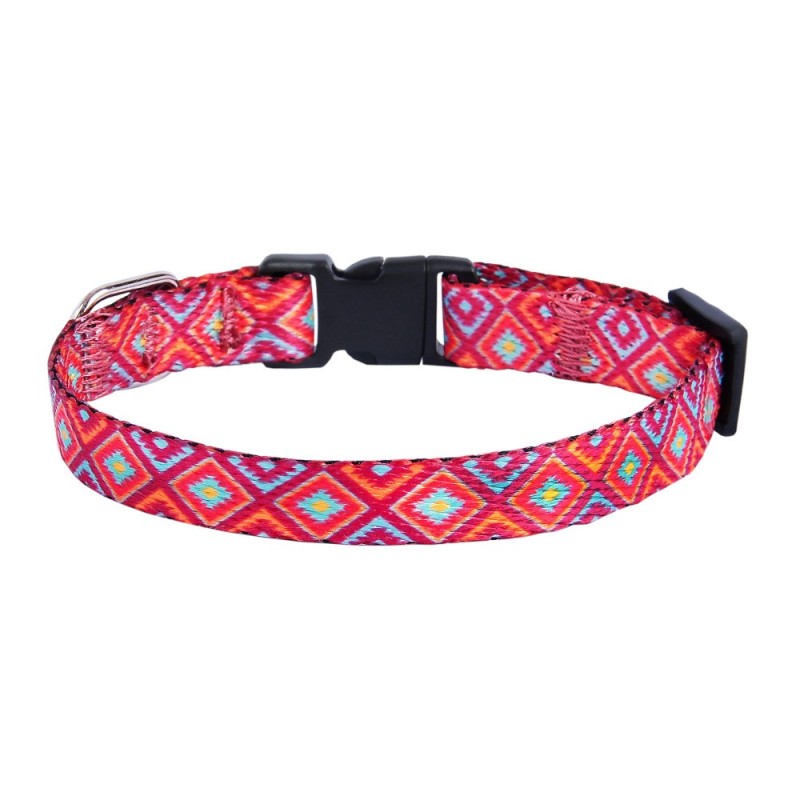 Bronzedog Urban Ошейник для кошек гуцульский нейлоновый с пластиковой пряжкой красный