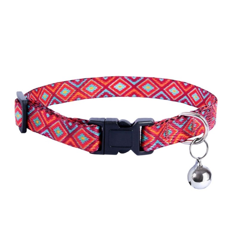Bronzedog Urban Ошейник для кошек гуцульский нейлоновый с пластиковой пряжкой красный