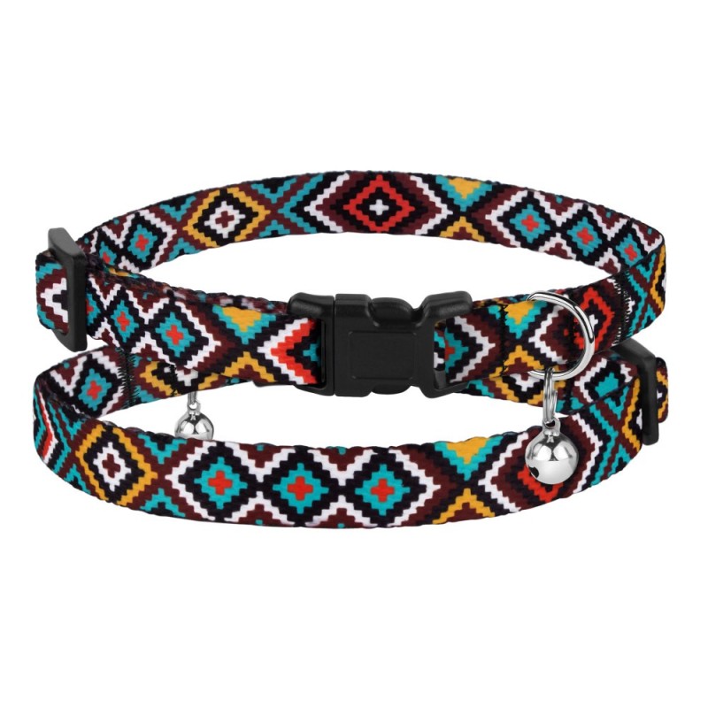 Bronzedog Urban Ошейник для кошек с пластиковой застежкой и колокольчиком гуцульский