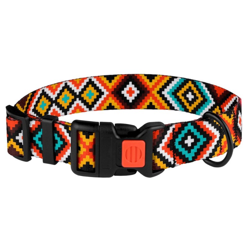 Bronzedog Urban Ошейник для собак гуцульский нейлоновый с пластиковой застежкой оранжевый