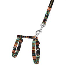 Bronzedog Urban Шлея с поводком для кошек и мелких собак этническая ментоловая