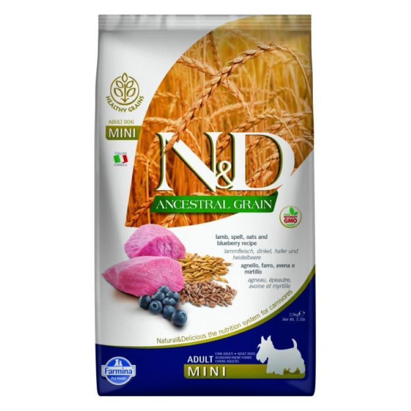 Farmina N&D Low Grain Lamb & Blueberry Adult Mini Сухой корм для собак мелких пород с ягненком и черникой