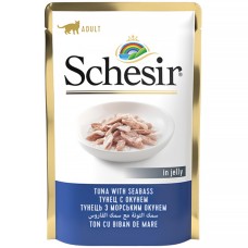 Schesir Tuna with Seabass Консервы для кошек с тунцом и морским окунем в желе (пауч)