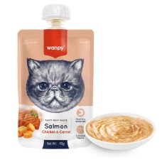 Wanpy Salmon Chicken & Carrot Жидкий корм для кошек крем-суп с лососем и курицей