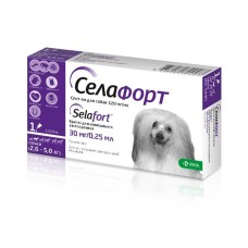 Selafort Селафорт Спот-он Капли на холку от блох и клещей для собак от 2,6 до 5 кг