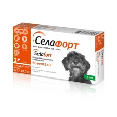 Selafort Селафорт Спот-он Капли на холку от блох и клещей для собак от 5,1 до 10 кг