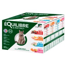 Equilibre & instinct Консервы для взрослых и стерилизованных кошек с курицей, форелью, говядиной и лососем в соусе