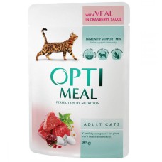 Optimeal Cat Adult Консервы для взрослых кошек с телятиной в клюквенном соусе